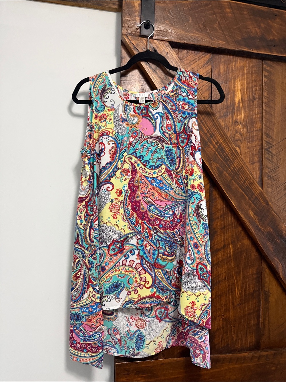 Spense Multicolor Paisley Sleeveless Blouse